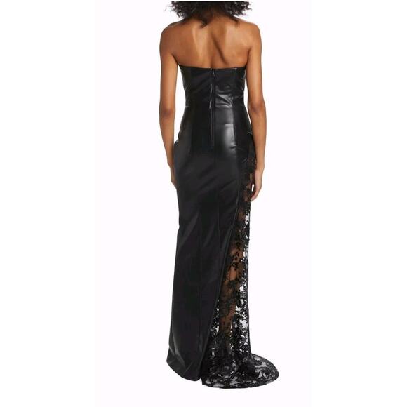 ALICE + OLIVIA Retha strapless vegan leather black sequined gown Maxi Dress Sz 0 - Picture 6 of 16